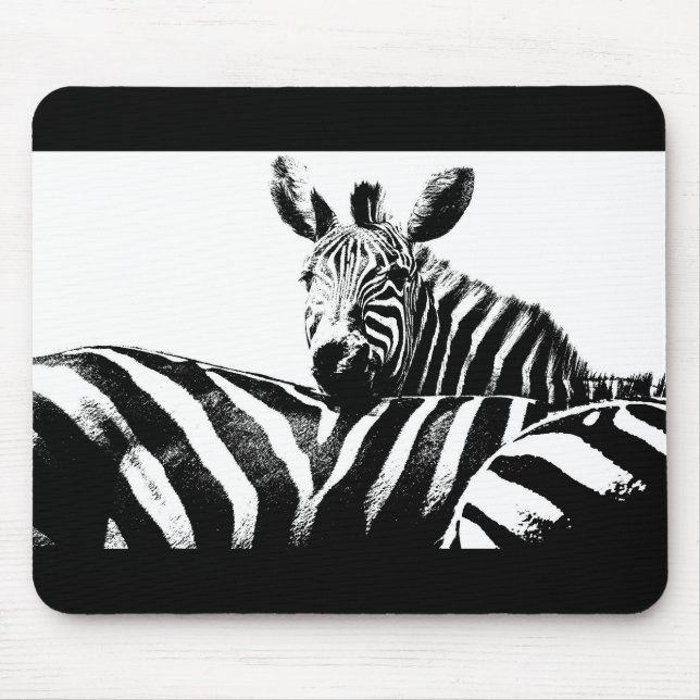 Zebras Schwarz-Weiß-Pop Kunstvorlage individuell Mousepad (Vorne)