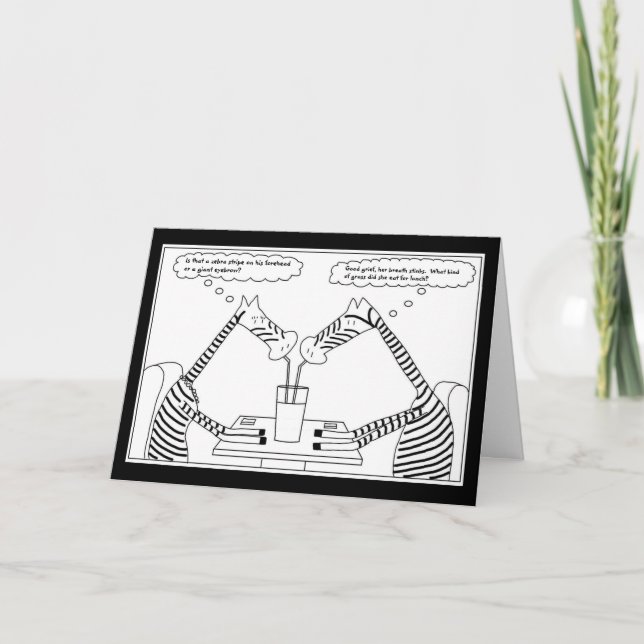 Zebras Sharing a Milkshake Birthday Card Karte (Vorderseite)