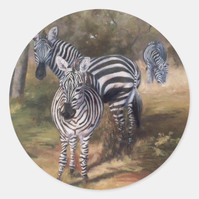 Zebras-Sticker Runder Aufkleber (Vorderseite)