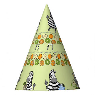 Zebras und Früchte Nahtloses Muster Partyhütchen