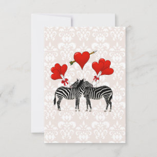 Zebras und Herz auf rosa Damast
