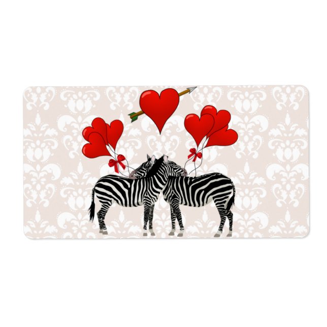 Zebras und Herz auf rosa Damast (Vorne)