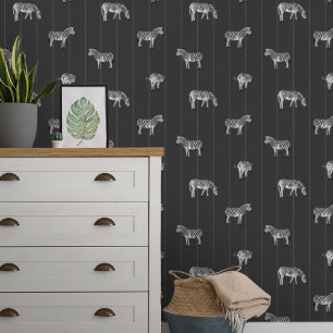 Zebras und Streifen schwarz Tapete