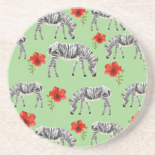 Zebras unter den Blume der Hibisken Getränkeuntersetzer