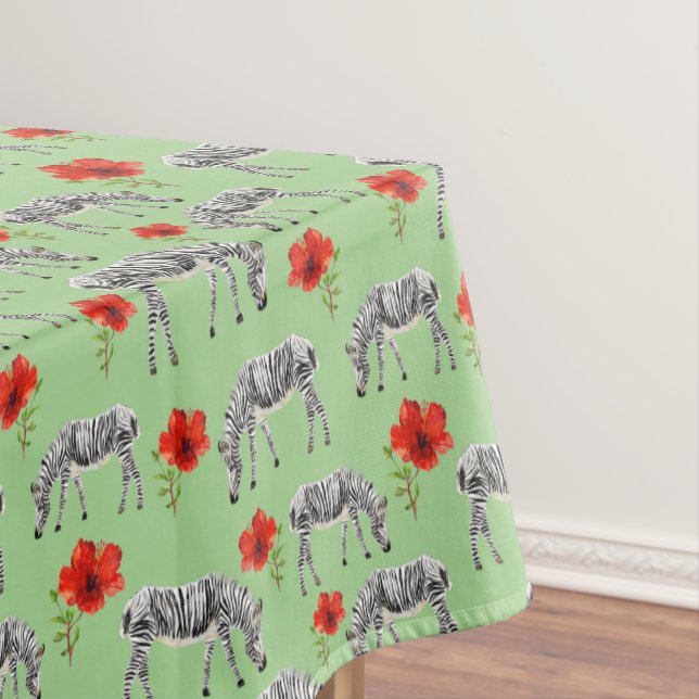 Zebras unter Hibiskus-Blumen Tischdecke (Beispiel)