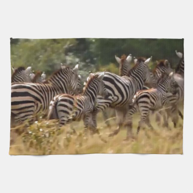 Zebras unterwegs: Eine Reise durch Tausende von Me Geschirrtuch (Horizontal)
