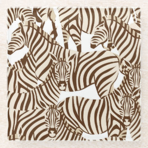 Zebras, wilde Savanne, nahtlose Muster Glasuntersetzer