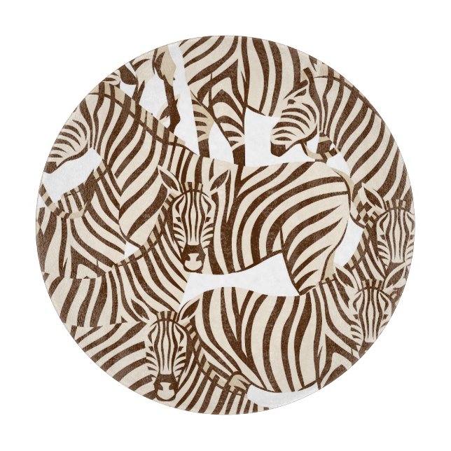 Zebras, wilde Savanne, nahtlose Muster Schneidebrett (Vorderseite)