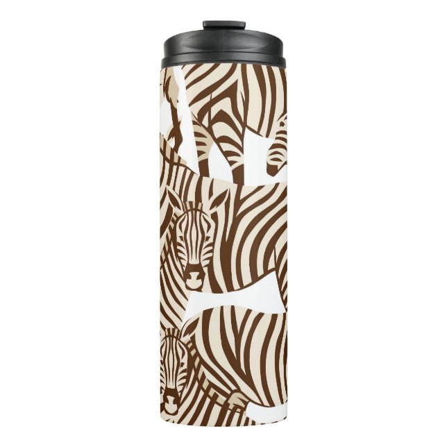 Zebras, wilde Savanne, nahtlose Muster Thermosbecher (Vorderseite)