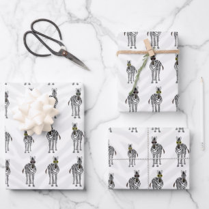 Zebras Wrapping Paper Sheets Geschenkpapier Set