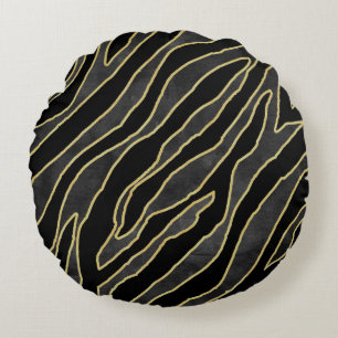 Zebrastreifen: Abstraktes Monochrom Nahtlos. Rundes Kissen