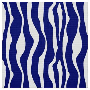 Zebrastreifen - dunkles Kobalt-Blau und Weiß Stoff