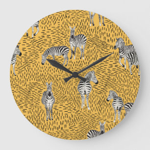 Zebrastreifen: handgezeichneter nahtloser Hintergr Große Wanduhr