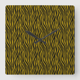 Zebrastreifen im Safari-Stil Schwarz und Braun Quadratische Wanduhr