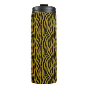 Zebrastreifen im Safari-Stil Schwarz und Braun Thermosbecher