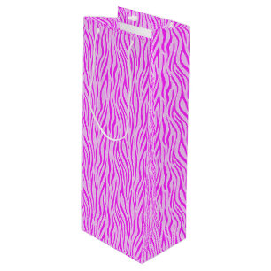 Zebrastreifen in einem puderrosa Safari-Druck Geschenktüte Für Weinflaschen
