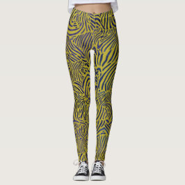 Zebrastreifen in Metallic Gold und Blau Leggings
