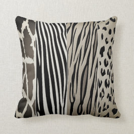 Zebrastreifen-Kissen aus schwarzem und beigefarben Kissen