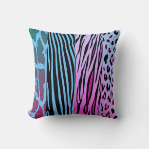 Zebrastreifen-Kissen aus schwarzem und blauem Tier Kissen