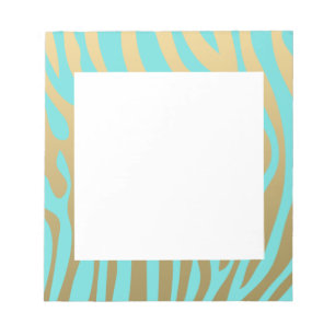 Zebrastreifen-Muster aus Gold und Blau Notizblock
