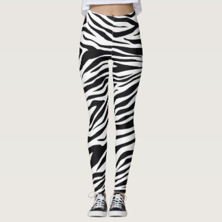 Zebrastreifen-Muster in Schwarz und Weiß Leggings