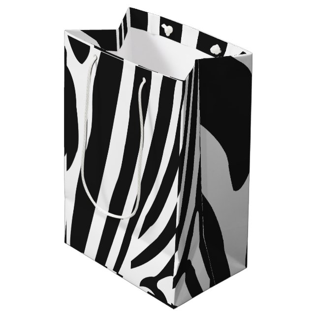 Zebrastreifen-Muster Mittlere Geschenktüte (Vorderseite Schrägansicht)