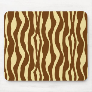 Zebrastreifen - schokoladenbraun und Kamel TAN Mousepad