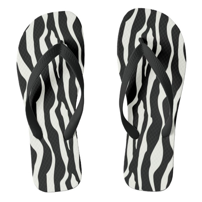 Zebrastreifen - Schwarz-Weiß Flip Flops (Fußbett)