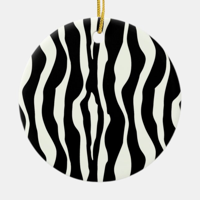 Zebrastreifen - Schwarz-Weiß Keramik Ornament (Vorne)