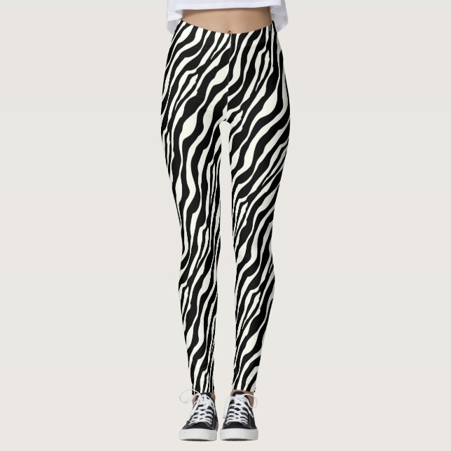 Zebrastreifen - Schwarz-Weiß Leggings (Vorderseite)