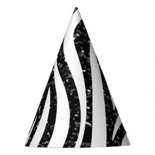 Zebrastreifen Schwarzes Glitter Wildtiermuster Partyhütchen
