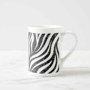 Zebrastreifen Schwarzes Glitter Wildtiermuster Prozellantasse