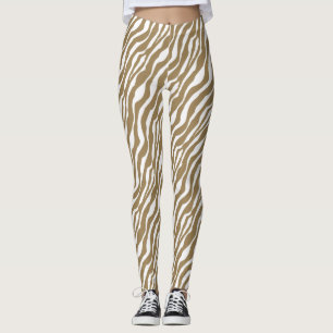 Zebrastreifen - Taupe Tan und White Leggings