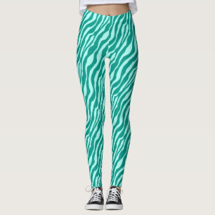 Zebrastreifen - Türkis und Aqua Leggings