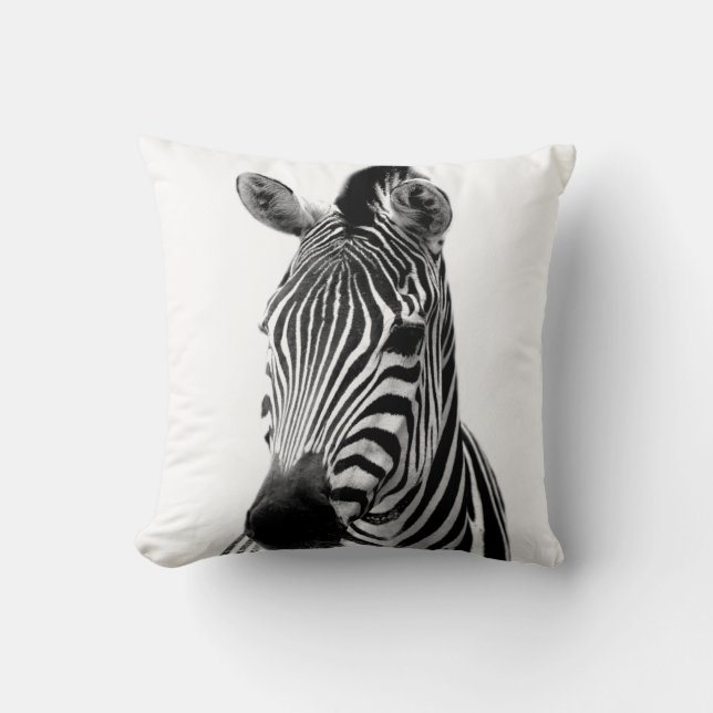 Zebrawildes afrikanisches TierFoto Schwarzweiss Kissen (Vorderseite)