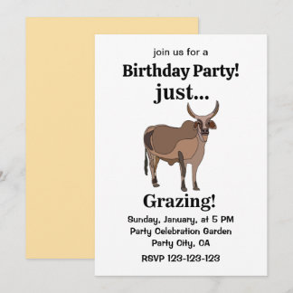 Zebu Cattle Cow Animal Birthday Party Einladung