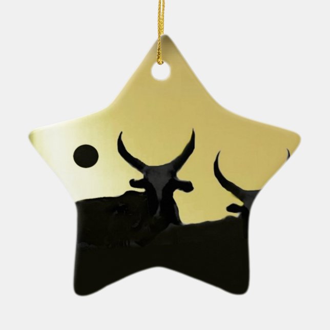 ZEBUS auf Gold Keramikornament (Vorne)
