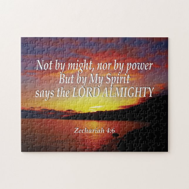 Zechariah 4:6 NICHT MÖGLICH NOCH MIT DEM POWER Chr Puzzle (Horizontal)
