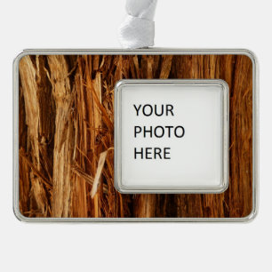 Zeder Texturiertes Holzrinden-Look Rahmen-Ornament Silber