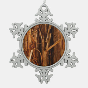 Zedern-Holzrinden-Optik mit Textur Schneeflocken Zinn-Ornament