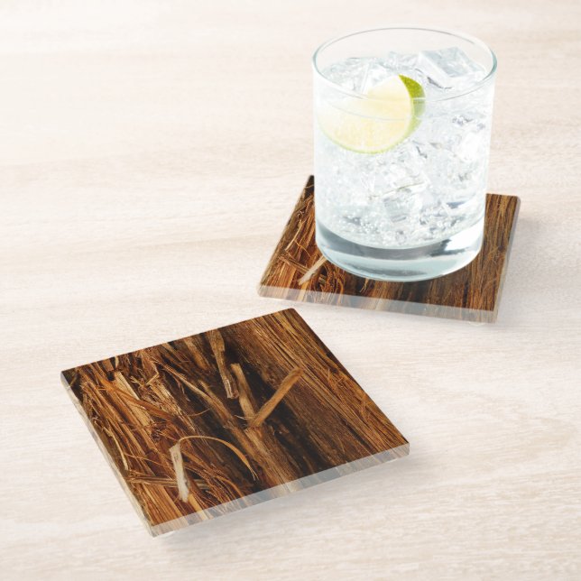 Zedernholzbrauenschau Glasuntersetzer (Schrägansicht)