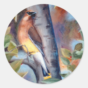 Zederwaxwing-Aufkleber Runder Aufkleber