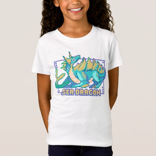 Zee Draak, sea dragon, Pixel Art Design Tshirt (Vorderseite)