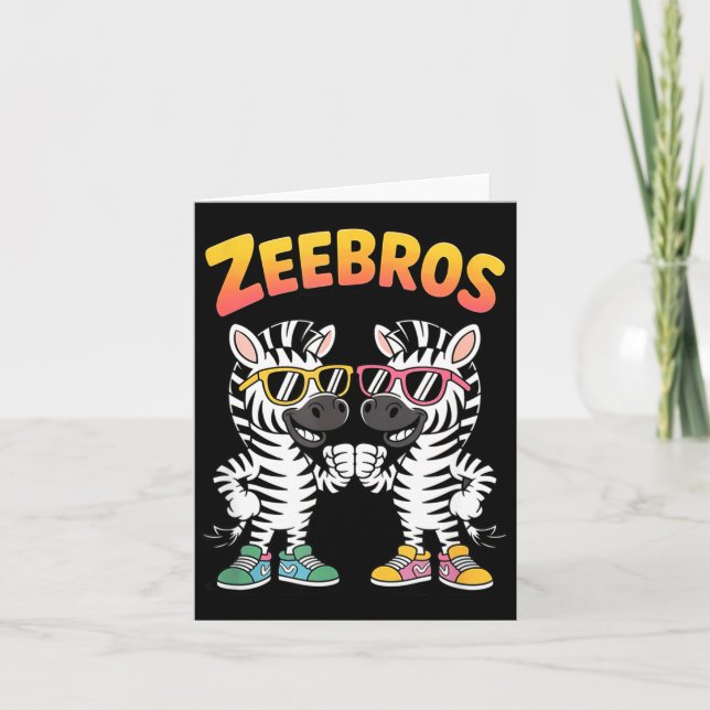 Zeebros Cute Zebra Duo Design For Zebros Lovers  Karte (Vorderseite)
