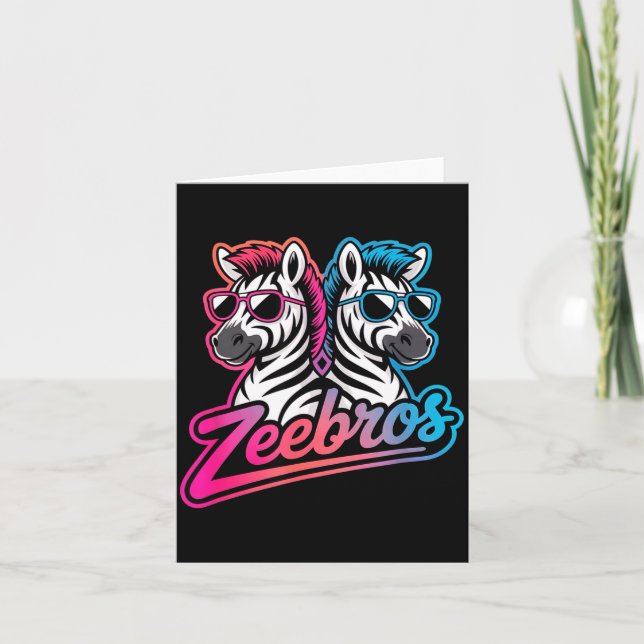 Zeebros Cute Zebra Duo Design For Zebros Lovers  Karte (Vorderseite)