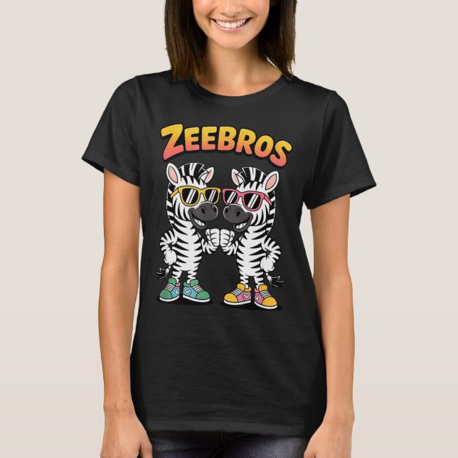Zeebros Süßes Zebra-Duo-Design Für Zebros Liebhabe T-Shirt (Vorderseite)
