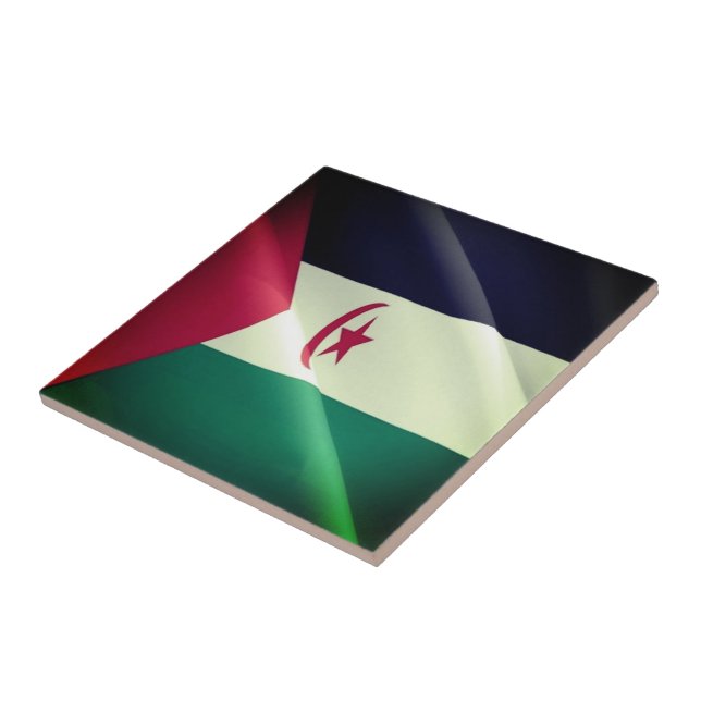 zEH002 WESTERN SAHARA, Waving Flag, Afrika, Fliese (Seite)