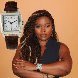 Zehenvorhang Foto Art Square Lederband hinzufügen Armbanduhr