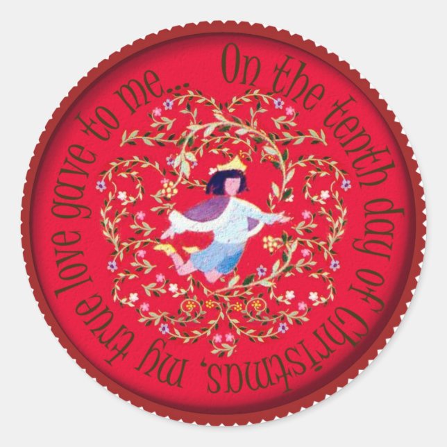 Zehn Aleaping Runder Aufkleber (Vorderseite)