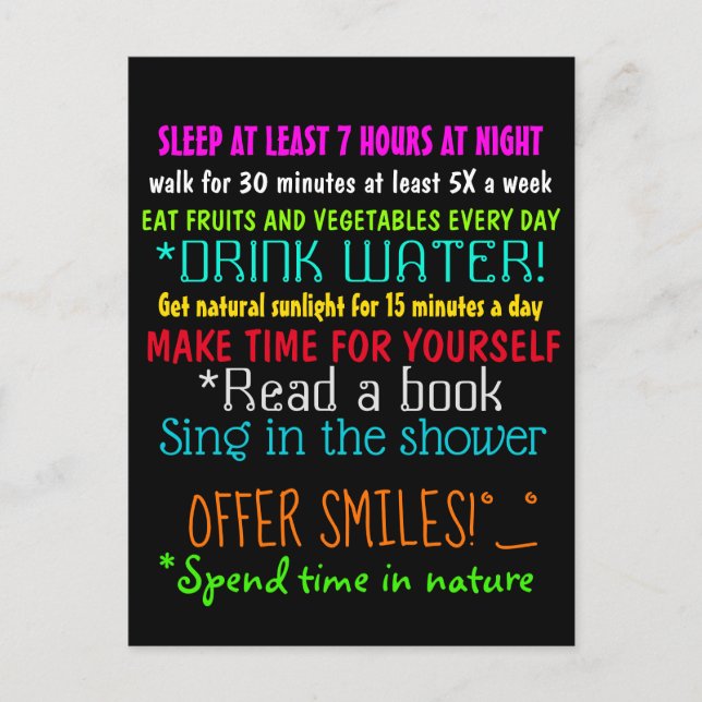 ZEHN ANTRÄGE FÜR Coole ANWEISUNGEN IM GESUNDHEITSW Postkarte (Vorderseite)